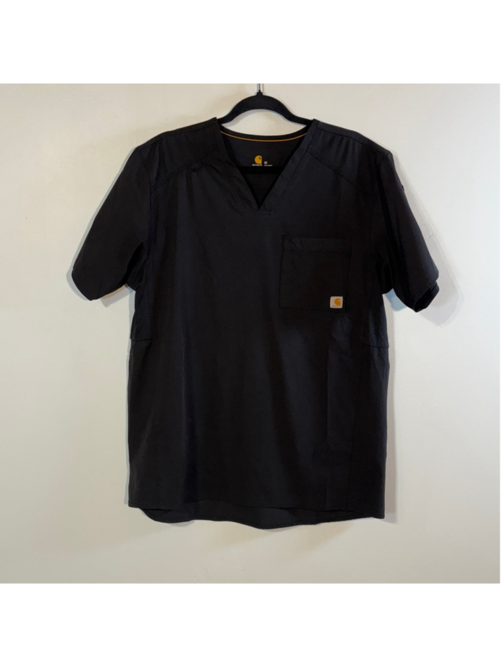 Carhartt Black Short Sleeve V-Neck Scrub Top Men’s Medium Chest Pocket